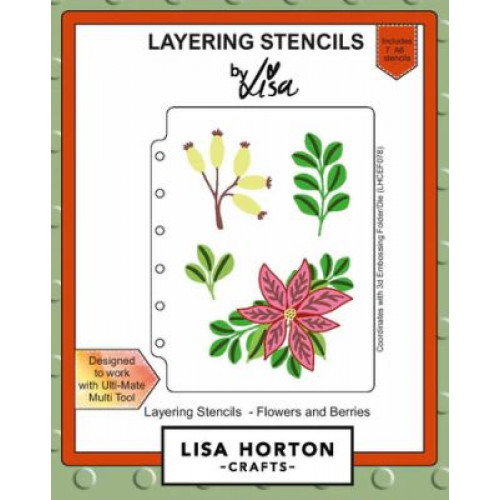 festive flowers & berries layering stencils - by lisa horton LHCAS054